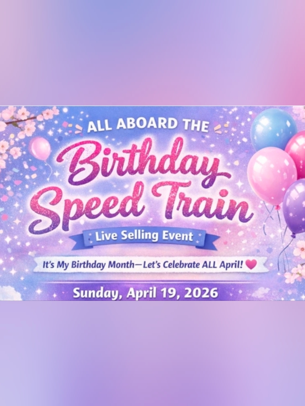 POWER OF 10 SPEED TRAIN (Birthday Edition) Sunday, April 19, 2026 4PM-7PM EST